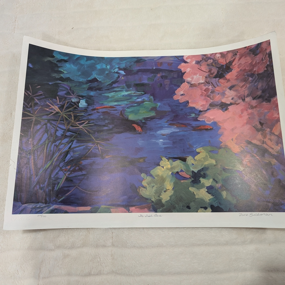 Vibrant floral art print by Zora Buchanan The Fish Place number 280/350.